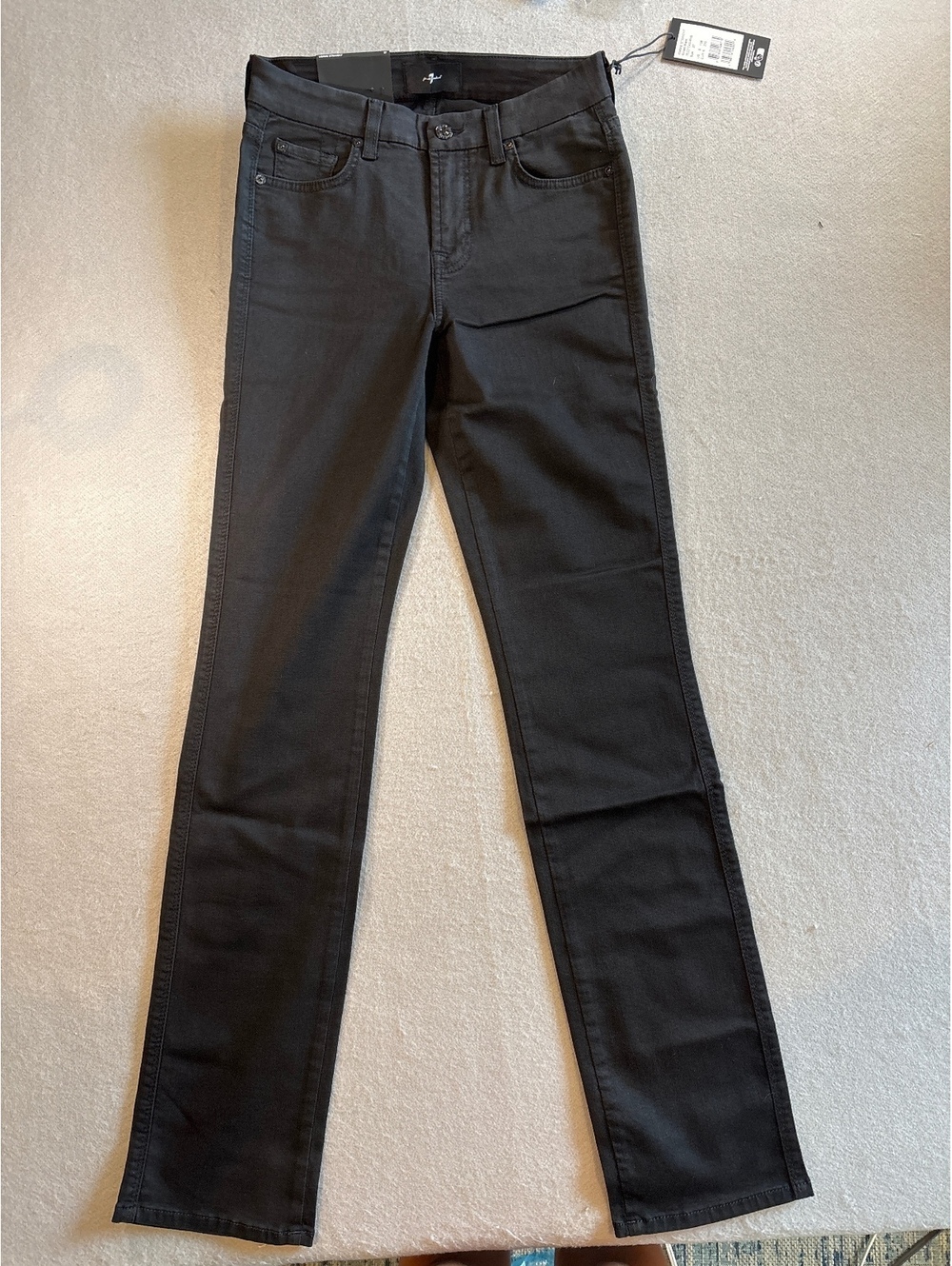 7 For All Mankind Kimmie Straight Rinsed Black Jeans Size 27